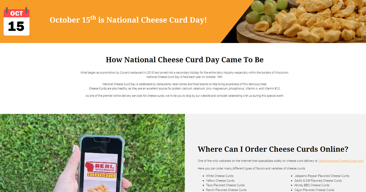 National Cheese Curd Day October 15